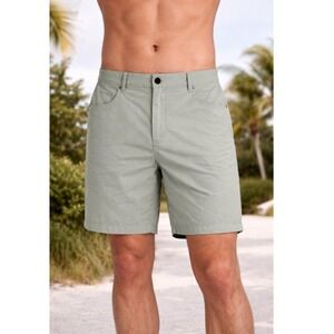 01.Algo Men's Light Green Stretch WarpTech Commuter Shorts Size 36x9 NWT